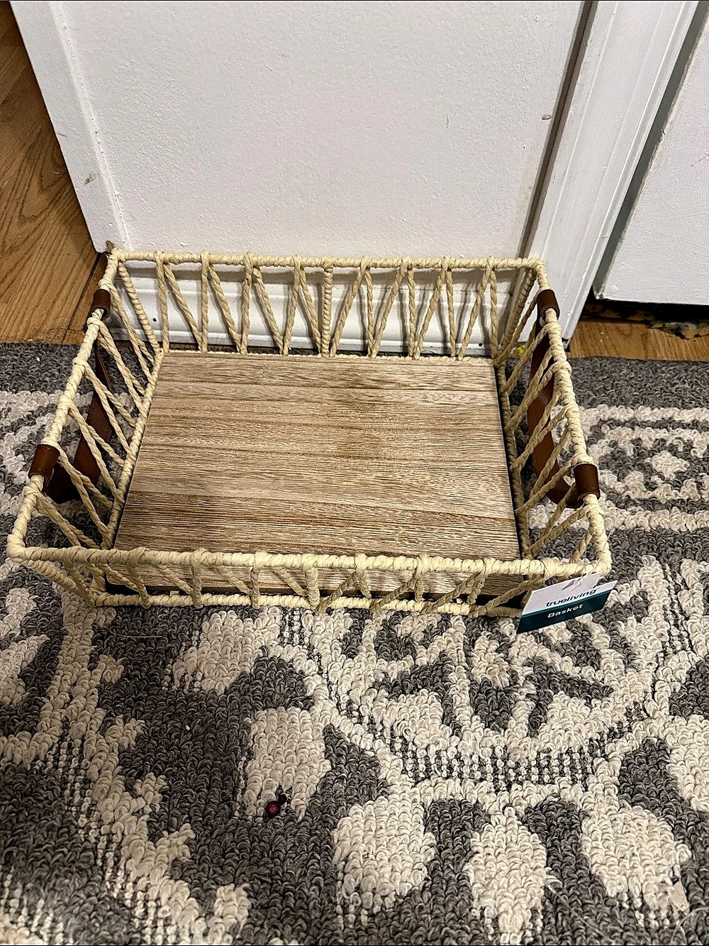 True Living Woven Storage Basket Brown & Cream NWT